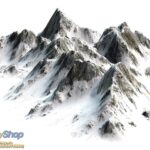 Snowy Mountains peaks separated on white background